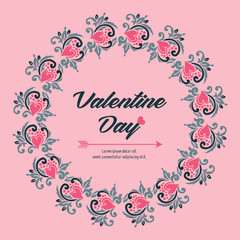 Space for text, valentine day, romantic, with cute leaves frame. Vector