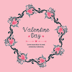 Space for text, valentine day, romantic, with cute leaves frame. Vector