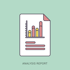 Working with financial papers. Accounting concept. Red and green color with outline concept.