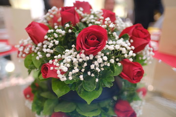 Red rose flower bouquet for wedding party