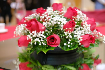 Red rose flower bouquet for wedding party