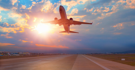 Airplane taking off from the airport