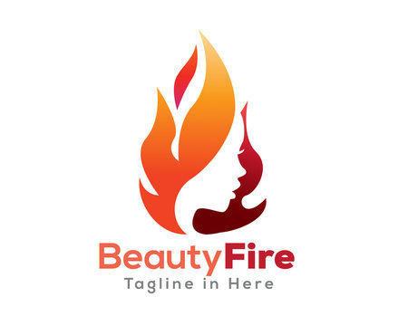 Beauty face fire logo design inspiration