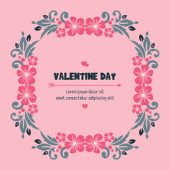 Card collection of valentine day with graphic leaf flower frame. Vector