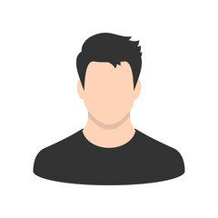 Portrait smart male profile symbol, flat cartoon style.