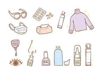 Obraz premium Illustration set of anti-hay fever goods