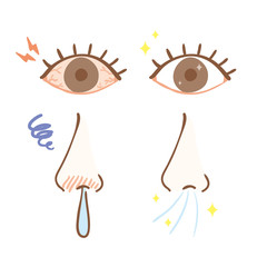 Rhinitis and congested eyes and before and after symptoms