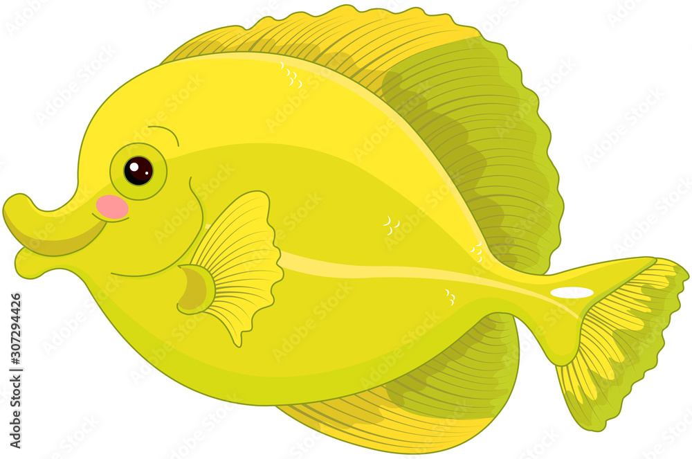 Sticker yellow tang fish