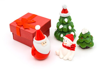 Group of Xmas dolls isolated on white background. This dolls is famous to decorate or create more Christmas atmosphere.