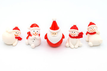 Group of Xmas dolls isolated on white background. This dolls is famous to decorate or create more Christmas atmosphere.