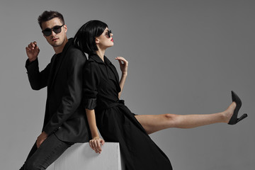 cheerful young couple holiday fun vacation