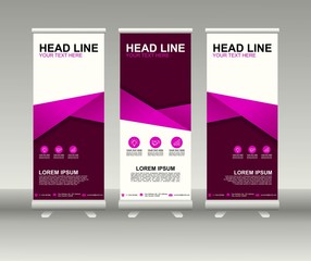 Roll up banner stand. Vertical Vector template design. Modern Flag Banner Design with abstract background can be used for Annual Report, Cover, Flyer, Magazine, Presentation, Poster, Website