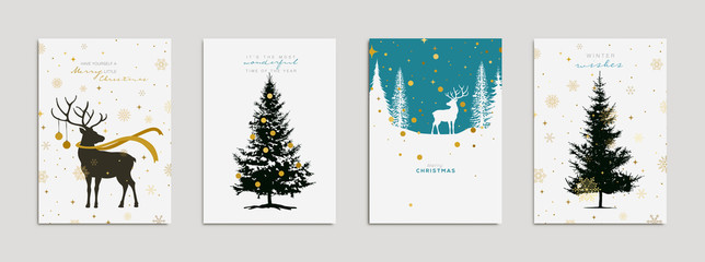 Holiday Greeting Card Collection. Vector Illustration.