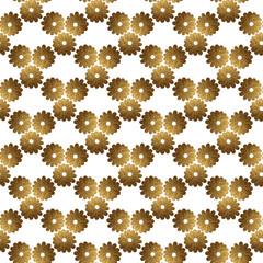 Flowers gold hand painted seamless pattern. Abstract floral golden background. Gypsy nature glitter texture.