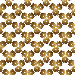 Flowers gold hand painted seamless pattern. Abstract floral golden background. Gypsy nature glitter texture.