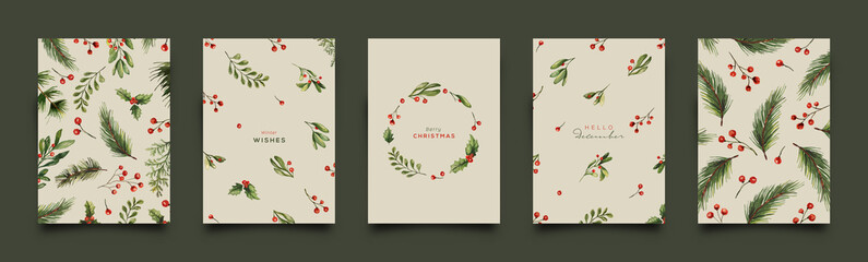 Holiday Greeting Card Collection. Vector Illustration. - 307296487