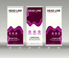 Roll up banner stand. Vertical Vector template design. Modern Flag Banner Design with abstract background can be used for Annual Report, Cover, Flyer, Magazine, Presentation, Poster, Website
