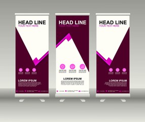 Roll up banner stand. Vertical Vector template design. Modern Flag Banner Design with abstract background can be used for Annual Report, Cover, Flyer, Magazine, Presentation, Poster, Website