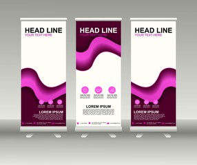 Roll up banner stand. Vertical Vector template design. Modern Flag Banner Design with abstract background can be used for Annual Report, Cover, Flyer, Magazine, Presentation, Poster, Website