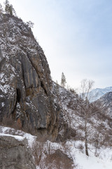 Fototapeta na wymiar rocks in a mountain gorge