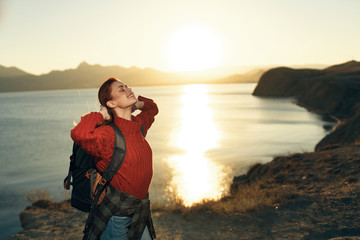 young couple at sunset