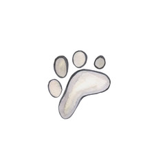 Watercolor illustration of a cat's foot, animal footprint. Hand-drawn with watercolors and suitable for all types of design