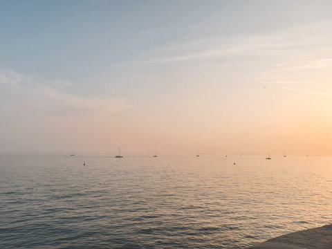 Sunset in the Adriatic Sea near Trieste, Italy.