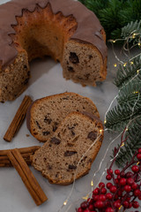 home made traditional Gingerbread Bundt Cake for Christmas
