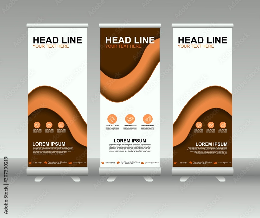 Canvas Prints roll up banner stand. modern vertical flag banner template design with abstract background can be us