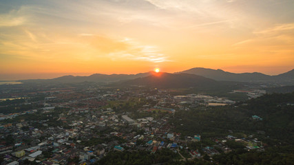 Khao Rang viewpoint tower landmark in Phuket town it is on Tung Ka hill in Phuket town. .on Khao Rang viewpoint can see around Phuket island and watching sunrise and sunset