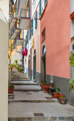 Fototapeta na wymiar Beautiful colorful cityscape on the mountains over Mediterranean sea, Europe, Cinque Terre