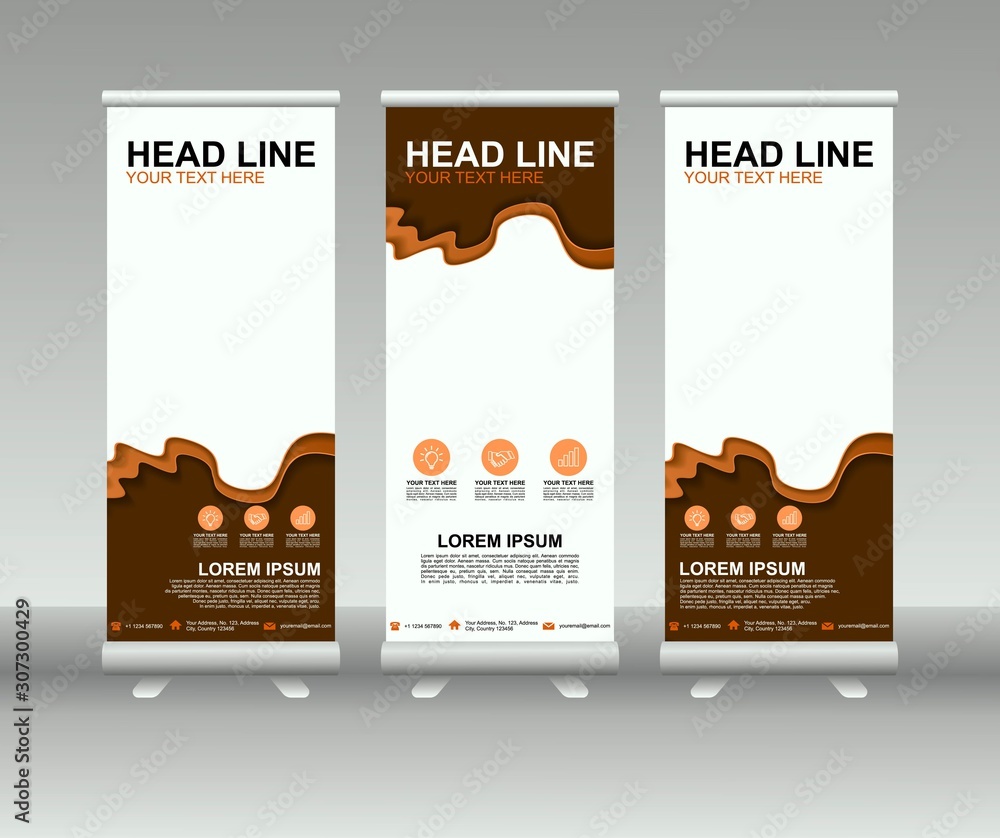 Canvas Prints roll up banner stand. modern vertical flag banner template design with abstract background can be us