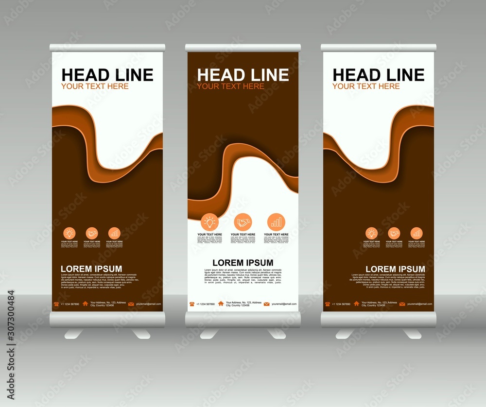 Canvas Prints roll up banner stand. modern vertical flag banner template design with abstract background can be us
