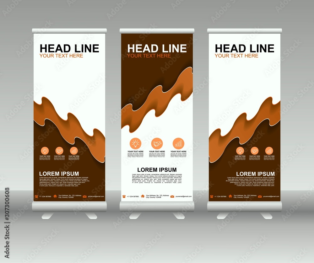 Canvas Prints roll up banner stand. modern vertical flag banner template design with abstract background can be us