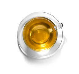 Tea in a glass Cup on a white background