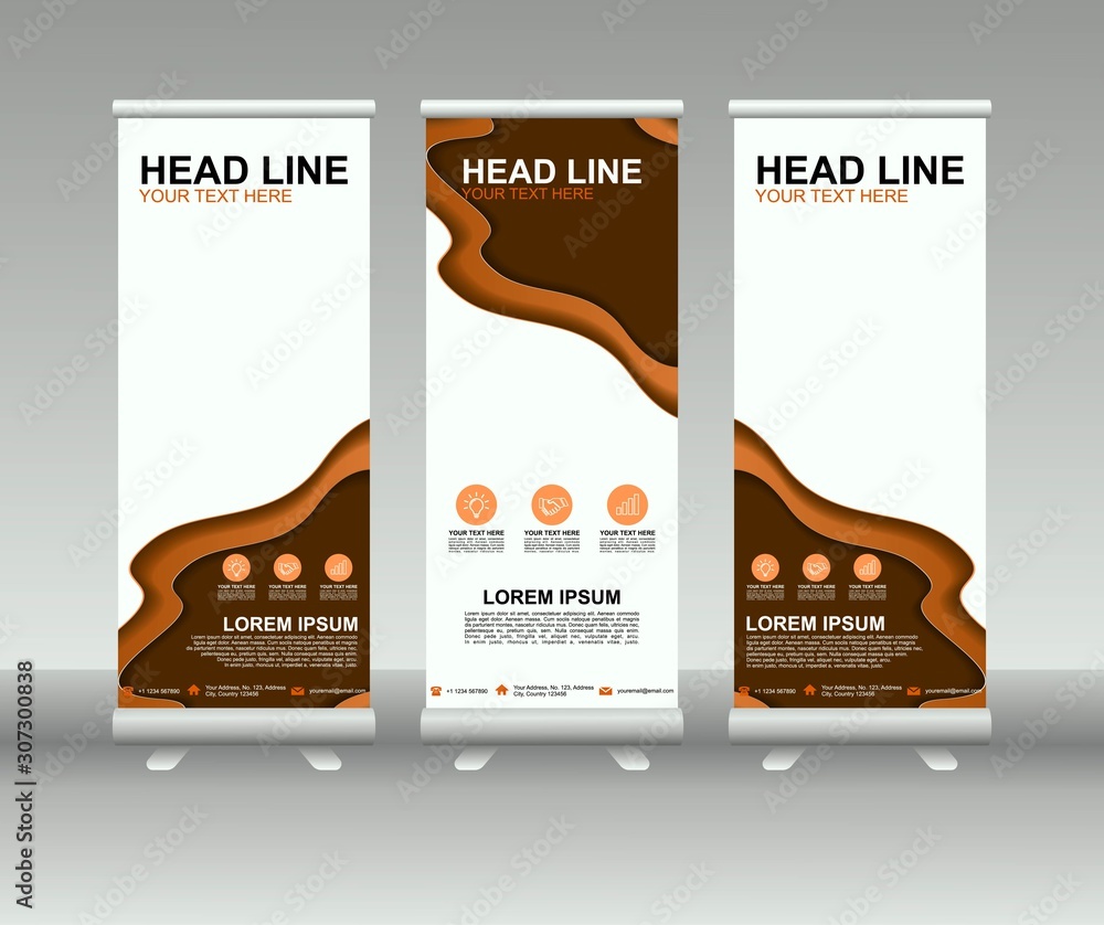 Canvas Prints roll up banner stand. modern vertical flag banner template design with abstract background can be us
