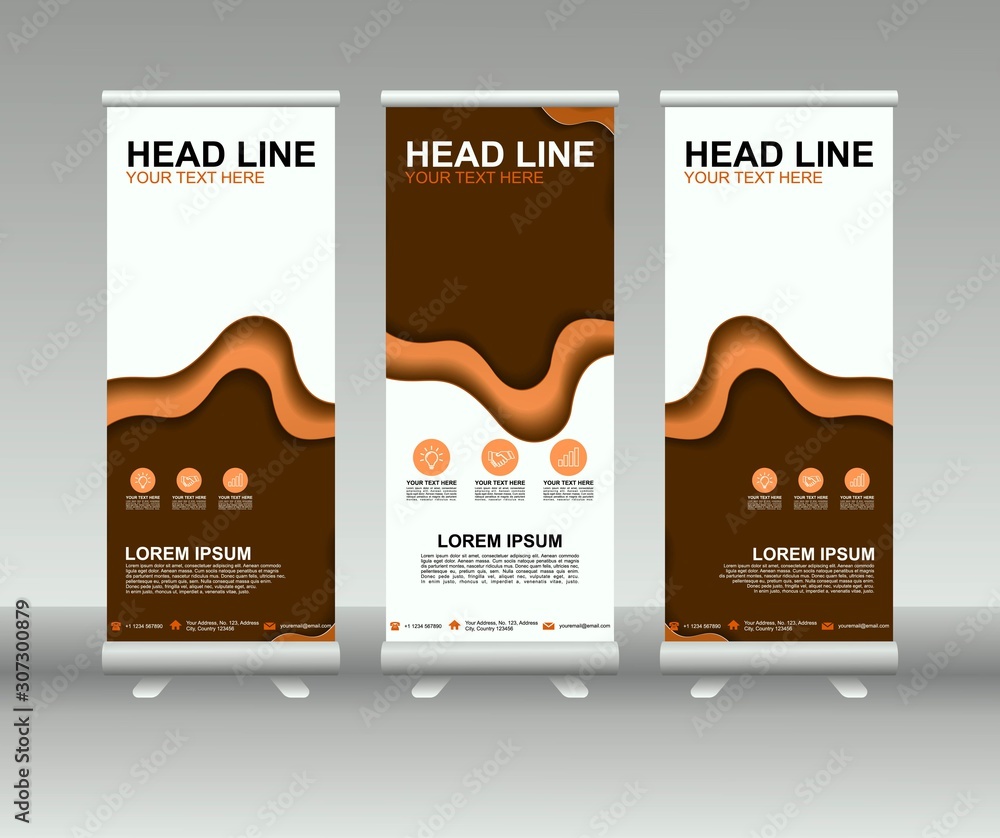 Canvas Prints roll up banner stand. modern vertical flag banner template design with abstract background can be us