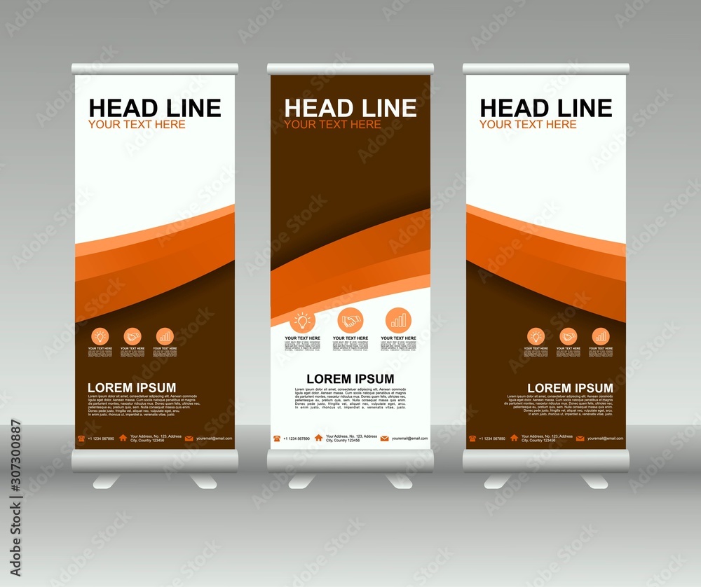 Canvas Prints roll up banner stand. modern vertical flag banner template design with abstract background can be us