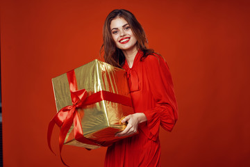 young woman with gift