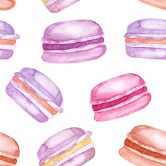 Watercolor seamless pattern of macaroon