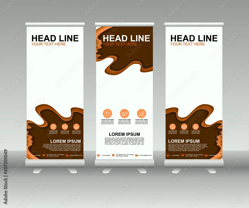 Canvas Prints roll up banner stand. modern vertical flag banner template design with abstract background can be us