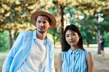 happy couple in the park