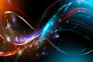 Trendy abstract background with multicolored luminous lines.