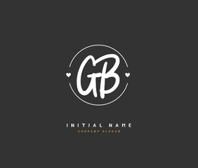 Obraz premium G B GB Beauty vector initial logo, handwriting logo of initial signature, wedding, fashion, jewerly, boutique, floral and botanical with creative template for any company or business.
