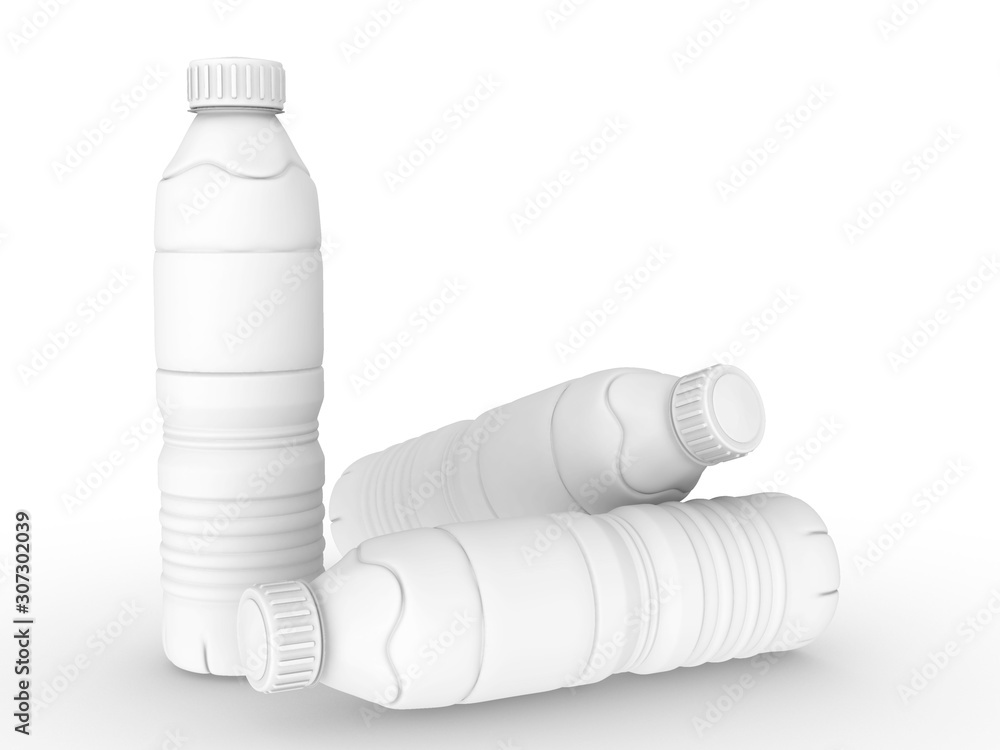 Poster template empty bottle mockup white background , 3d rendering