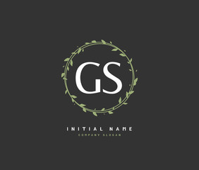 G S GS Beauty vector initial logo, handwriting logo of initial signature, wedding, fashion, jewerly, boutique, floral and botanical with creative template for any company or business.