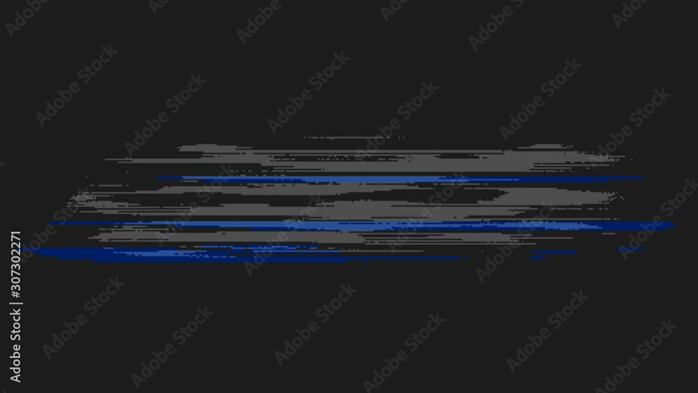 Poster colored running pixel noise lines in center on black background