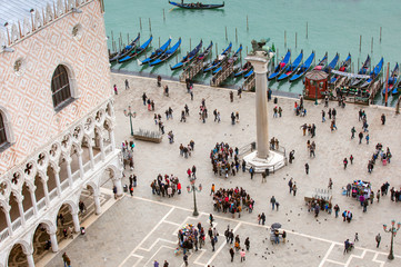 San Marco square with Campanile and Doge Palace after sunset. Venice, Italy