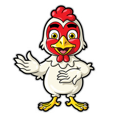 Chicken Cartoon Character Waving
