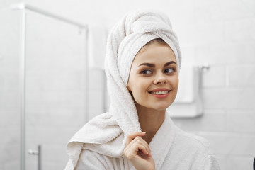 young woman in bathroom